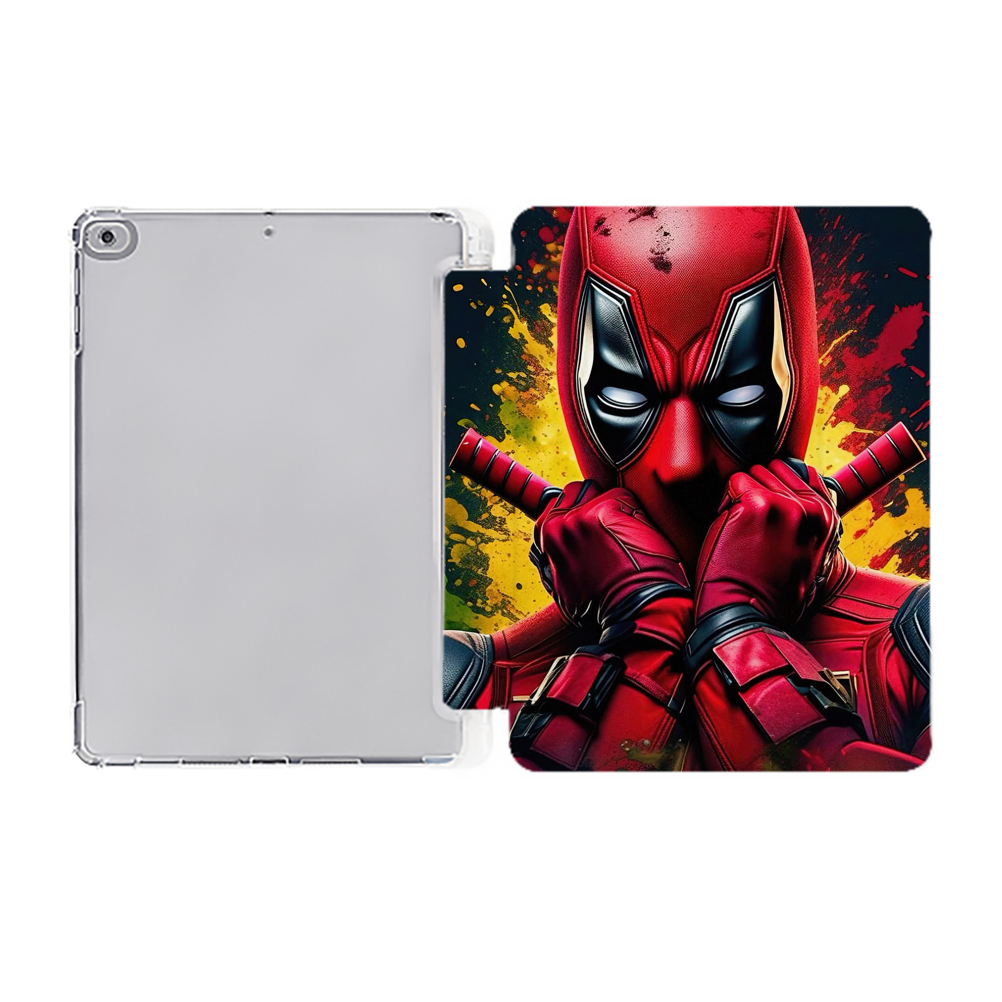 （画像用） Deadpool デッドプール IPad ケース ペン収納付き 三つ折りスタンド PUレザー×シリコン 対応機種9.5/10.5/10.9インチ